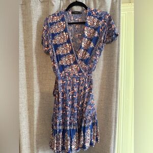 Floral Wrap Dress in Blue